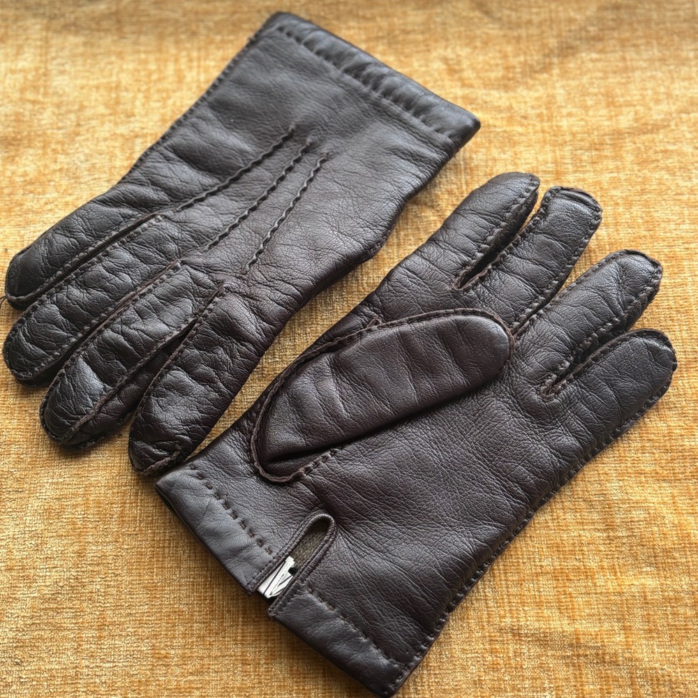 Vintage Georgetown Leather & Co Cashmere lined Gloves Brown Gray Size 9 Large